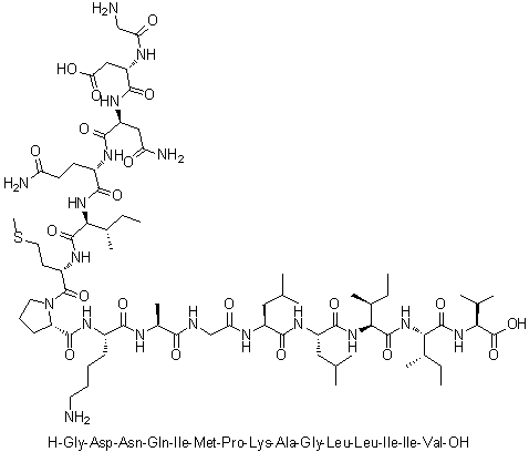 Glycyl-L-alpha-aspartyl-L-asparaginyl-L-glutaminyl-L-isoleucyl-L-methionyl-L-prolyl-L-lysyl-L-alanylglycyl-L-leucyl-L-leucyl-L-isoleucyl-L-isoleucyl-L-valine molecular structure (CAS 290834-04-7)