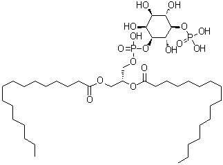 D-myo-肌醇 1-[(2R)-2,3-二[(1-氧代十六烷基)氧基]丙基磷酸氢酯] 5-(磷酸二氢酯)分子结构 (CAS 291527-75-8)