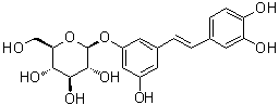 structure of CAS# 29884-49-9, (E)-Astringin;3,4,3',5'-Tetrahydroxystilbene 3'-glucoside; trans-Astringin