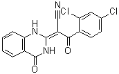 structure of CAS# 302803-72-1, Ciliobrevin A;2,4-Dichloro-alpha-(3,4-dihydro-4-oxo-2(1H)-quinazolinylidene)-beta-oxobenzenepropanenitrile