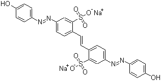 structure of CAS# 3051-11-4, Direct Yellow 4;2,2'-(1,2-ethenediyl)bis[5-[2-(4-hydroxyphenyl)diazenyl]-Benzenesulfonic acid,, sodium salt; Fenamin Yellow 3G; Kayaku Direct Yellow G; Nippon Brilliant Yellow G; Paper Yellow 3GX; Paper Yellow 3GXA