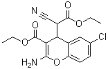 2-Amino-6-chloro-alpha-cyano-3-(ethoxycarbonyl)-4H-1-benzopyran-4-acetic acid ethyl ester molecular structure (CAS 305834-79-1)
