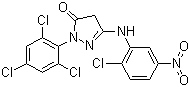 structure of CAS# 30707-68-7, 1-(2',4',6'-Trichlorophenyl)-3-(2'-chloro-5'-nitroanilino)-5-pyrazolone;5-[(2-Chloro-5-nitrophenyl)amino]-2-(2,4,6-trichlorophenyl)-2,4-dihydro-3H-pyrazol-3-one