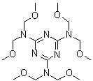 structure of CAS# 3089-11-0, N,N,N',N',N'',N''-Hexamethoxymethylmelamine;Hexamethyl methylolmelamine; Hexamethylolmelamine hexamethyl ether; N,N,N',N',N'',N''-Hexakis(methoxymethyl)-1,3,5-triazine-2,4,6-triamine