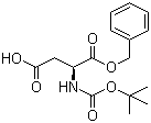 结构式 CAS# 30925-18-9, Boc-L-天冬氨酸 1-苄酯; N-叔丁氧羰基-L-天冬氨酸 1-苄酯