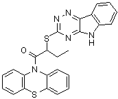 structure of CAS# 309271-94-1, Inauhzin;10-[1-Oxo-2-(2H-1,2,4-triazino[5,6-b]indol-3-ylthio)butyl]-10H-phenothiazine