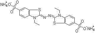 结构式 CAS# 30931-67-0, 2,2'-联氮双(3-乙基苯并噻唑啉-6-磺酸)二铵盐