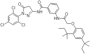 3-(2-(2,4-Di-tert-pentylphenoxy)acetamido)-N-(5-oxo-1-(2,4,6-trichlorophenyl)-2-pyrazolin-3-yl)benzamide molecular structure (CAS 31188-91-7)