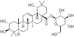 structure of CAS# 31297-79-7, Arjunetin;24-Deoxysericoside; (2alpha,3beta,19alpha)-2,3,19-Trihydroxyolean-12-en-28-oic acid beta-D-glucopyranosyl ester