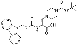 (alphaS)-4-[(1,1-Dimethylethoxy)carbonyl]-alpha-[[(9H-fluoren-9-ylmethoxy)carbonyl]amino]-1-piperazinepropanoic acid molecular structure (CAS 313052-20-9)