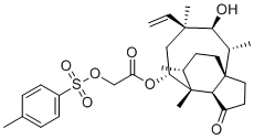 (3aR,4R,5R,7S,8S,9R,9aS,12R)-8-Hydroxy-4,7,9,12-tetramethyl-3-oxo-7-vinyldecahydro-4,9a-propanocyclopenta[8]annulen-5-yl 2-(tosyloxy)acetate molecular structure (CAS 31716-01-5)