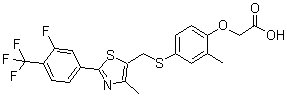 [4-[[[2-[3-Fluoro-4-(trifluoromethyl)phenyl]-4-methyl-5-thiazolyl]methyl]thio]-2-methylphenoxy]acetic acid molecular structure (CAS 317318-84-6)