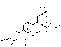 (3beta,4alpha,20beta)-3,23-Dihydroxyolean-12-ene-28,29-dioic acid 28-ethyl 29-methyl ester molecular structure (CAS 322405-91-4)