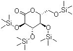 structure of CAS# 32384-65-9, 2,3,4,6-Tetrakis-O-trimethylsilyl-D-gluconolactone;D-2,3,4,6-Tetrakis-O-(trimethylsilyl)-gluconic acid delta-lactone; (3R,4S,5R,6R)-3,4,5-Tris[(trimethylsilyl)oxy]-6-[[(trimethylsilyl)oxy]methyl]tetrahydropyran-2-one