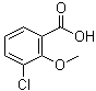 结构式 CAS# 3260-93-3, 3-氯-2-甲氧基苯甲酸