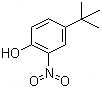 结构式 CAS# 3279-07-0, 邻硝基对叔丁基苯酚; 2-硝基-4-叔丁基苯酚
