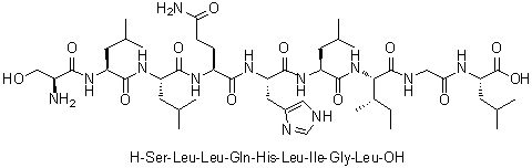 L-Seryl-L-leucyl-L-leucyl-L-glutaminyl-L-histidyl-L-leucyl-L-isoleucylglycyl-L-leucine molecular structure (CAS 329314-98-9)