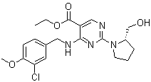 4-[[(3-Chloro-4-methoxyphenyl)methyl]amino]-2-[(2S)-2-(hydroxymethyl)-1-pyrrolidinyl]-5-pyrimidinecarboxylic acid ethyl ester molecular structure (CAS 330785-83-6)