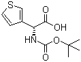 structure of CAS# 33130-97-1, Boc-(R)-3-Thienylglycine;(R)-(tert-Butoxycarbonylamino)thiophen-3-ylethanoic acid; (R)-alpha-[[(1,1-Dimethylethoxy)carbonyl]amino]-3-thiopheneacetic acid; (alphaR)-alpha-[[(1,1-Dimethylethoxy)carbonyl]amino]-3-thiopheneacetic acid