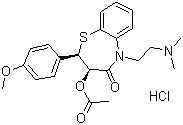 structure of CAS# 33286-22-5, Dilthiazem hydrochloride;(+)-cis-3-(Acetyloxy)-5-(2-(dimethylamino)ethyl)-2,3-dihydro-2-(4-methoxyphenyl)-1,5-benzothiazepin-4(5H)one monohydrochloride