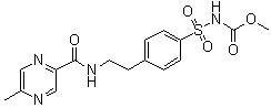 N-[4-[beta-(5-甲基吡嗪-2-甲酰氨基)乙基]苯磺酰基]氨基甲酸甲酯分子结构 (CAS 33288-74-3)