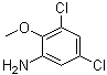 structure of CAS# 33353-68-3, 3,5-Dichloro-2-methoxybenzenamine;2-Amino-4,6-dichloroanisole; 2-Methoxy-3,5-dichloroaniline; 3,5-Dichloro-2-methoxyphenylamine; 3,5-Dichloro-o-anisidine