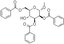 Methyl 2,3,6-tri-O-benzoyl-alpha-D-mannopyranoside molecular structure (CAS 3396-68-7)