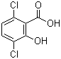 结构式 CAS# 3401-80-7, 3,6-二氯水杨酸; 3,6-二氯-2-羟基苯甲酸