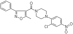 [4-(2-Chloro-4-nitrophenyl)-1-piperazinyl](5-methyl-3-phenyl-4-isoxazolyl)methanone molecular structure (CAS 341001-38-5)