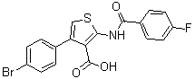 4-(4-Bromophenyl)-2-[(4-fluorobenzoyl)amino]-3-thiophenecarboxylic acid molecular structure (CAS 342594-86-9)