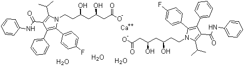 结构式 CAS# 344423-98-9, 阿托伐他汀钙水合物