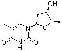 structure of CAS# 3458-14-8, 2',5'-Dideoxy-5-methyluridine;5-Methyl-2',5'-dideoxyuridine; 5'-Deoxythymidine