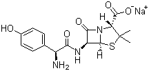 阿莫西林钠分子结构 (CAS 34642-77-8)