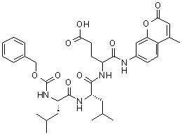 N-[(Phenylmethoxy)carbonyl]-L-leucyl-L-leucyl-N-(4-methyl-2-oxo-2H-1-benzopyran-7-yl)-L-alpha-glutamine molecular structure (CAS 348086-66-8)