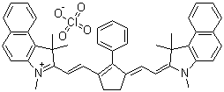 1,1,3-Trimethyl-2-((E)-2-(2-phenyl-3-[(E)-2-(1,1,3-trimethyl-1,3-dihydro-2H-benzo[e]indol-2-ylidene)ethylidene]-1-cyclopenten-1-yl)ethenyl)-1H-benzo[e]indolium perchlorate molecular structure (CAS 348626-56-2)