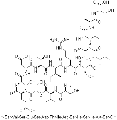 L-Seryl-L-valyl-L-seryl-L-alpha-glutamyl-L-seryl-L-alpha-aspartyl-L-threonyl-L-isoleucyl-L-arginyl-L-seryl-L-isoleucyl-L-seryl-L-isoleucyl-L-alanyl-L-serine molecular structure (CAS 350473-90-4)