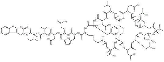 L-半胱氨酰-L-苏氨酰-L-半胱氨酰-L-天冬氨酰胺酰-L-alpha-天冬氨酰-L-正亮氨酰-L-苏氨酰-L-alpha-天冬氨酰-L-alpha-谷氨酰-L-alpha-谷氨酰-L-半胱氨酰-L-亮氨酰-L-天冬氨酰胺酰-L-苯丙氨酰-L-半胱氨酰-L-组氨酰-L-谷氨酰胺酰-L-alpha-天冬氨酰-L-缬氨酰-L-异亮氨酰-L-色氨酸环(1→15),(3→11)-双(二硫醚)分子结构 (CAS 352283-69-3)