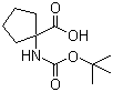 structure of CAS# 35264-09-6, 1-N-Boc-Aminocyclopentanecarboxylic acid;N-Boc-Cycloleucine; N-tert-Butoxycarbonyl-1-aminocyclopentanecarboxylic acid