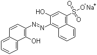 结构式 CAS# 3564-14-5, 媒介黑 3; 铬蓝黑 B; 1-(1-羟基-2-萘偶氮)-2-萘酚-4-磺酸钠