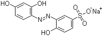 structure of CAS# 3564-26-9, Mordant Red 5;Acid mordant Red 5; Anthracene Chrome Red A; Sodium 3-[(2,4-dihydroxyphenyl)azo]-4-hydroxybenzenesulfonate