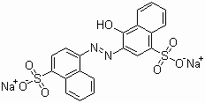 structure of CAS# 3567-69-9, Food Red 3;C.I. 14720; Acid Red 14 disodium salt; Azo Rubine S; 4-Hydroxy-3-[(4-sulfo-1-naphthalenyl)azo]-1-naphthalenesulfonic acid disudium salt