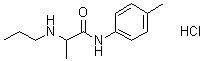 N-(4-甲基苯基)-2-(丙基氨基)-丙酰胺单盐酸盐分子结构 (CAS 35891-99-7)