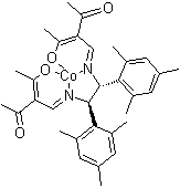结构式 CAS# 361346-80-7, (1R,2R)-N,N'-二(2-乙酰基-3-氧代-2-丁烯亚基)-1,2-二均三甲苯基乙二胺合钴(II)