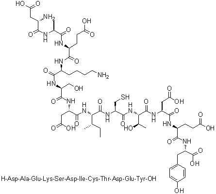 L-alpha-Aspartyl-L-alanyl-L-alpha-glutamyl-L-lysyl-L-seryl-L-alpha-aspartyl-L-isoleucyl-L-cysteinyl-L-threonyl-L-alpha-aspartyl-L-alpha-glutamyl-L-tyrosine molecular structure (CAS 361366-26-9)