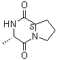 structure of CAS# 36357-32-1, (3S,8aS)-Hexahydro-3-methylpyrrolo[1,2-a]pyrazine-1,4-dioneNumbers: 61949-27-7;Cyclo(alanylproline); Cyclo-(L-alanine-L-proline); L-Prolyl-L-alanine diketopiperazine; cyclo(Pro-Ala)