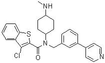 3-Chloro-N-[4-(methylamino)cyclohexyl]-N-[[3-(4-pyridinyl)phenyl]methyl]-benzo[b]thiophene-2-carboxamide molecular structure (CAS 364590-63-6)