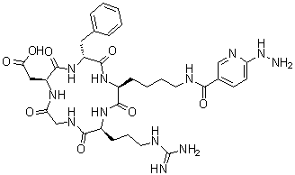 Cyclo[L-arginylglycyl-L-alpha-aspartyl-D-phenylalanyl-N6-[(6-hydrazino-3-pyridinyl)carbonyl]-L-lysyl] molecular structure (CAS 366455-78-9)