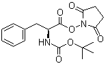 叔丁氧羰基-L-苯丙氨酸 N-羟基丁二酰亚胺酯分子结构 (CAS 3674-06-4)