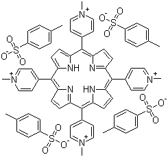 5,10,15,20-四(N-甲基-4-吡啶鎓)卟吩对甲苯磺酸盐分子结构 (CAS 36951-72-1)