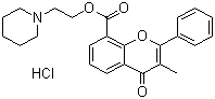结构式 CAS# 3717-88-2, 盐酸黄酮哌酯; 3-甲基黄酮-8-羧酸-2-哌啶乙酯盐酸盐